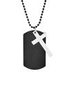 EVE'S JEWELRY MEN'S BLACK PLATE STAINLESS STEEL DOG TAG WITH CROSS NECKLACE