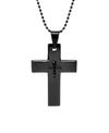 EVE'S JEWELRY MEN'S BLACK PLATE STAINLESS STEEL CROSS NECKLACE
