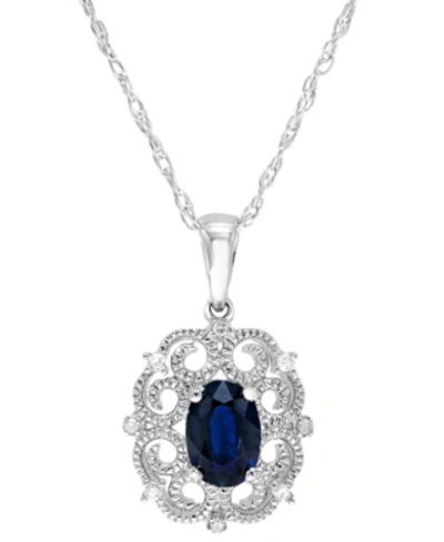 Macy's Sapphire 18" Milgrain Pendant Necklace