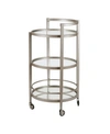 Hudson & Canal Hause Round Bar Cart With Mirrored Shelf In Silver-tone