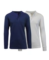 Galaxy By Harvic Men's Long Sleeve Thermal Henley Tee, Pack Of 2 In Multi10