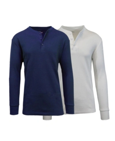 Galaxy By Harvic Men's Long Sleeve Thermal Henley Tee, Pack Of 2 In Multi10