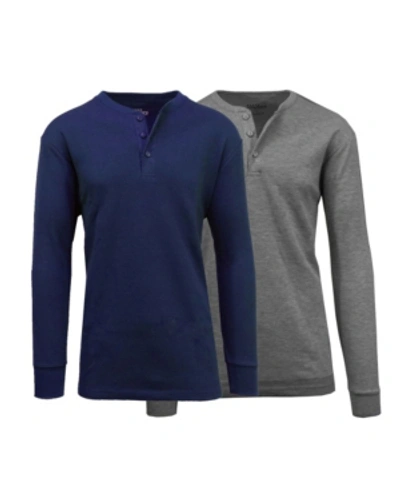 Galaxy By Harvic Men's Long Sleeve Thermal Henley Tee, Pack Of 2 In Multi12