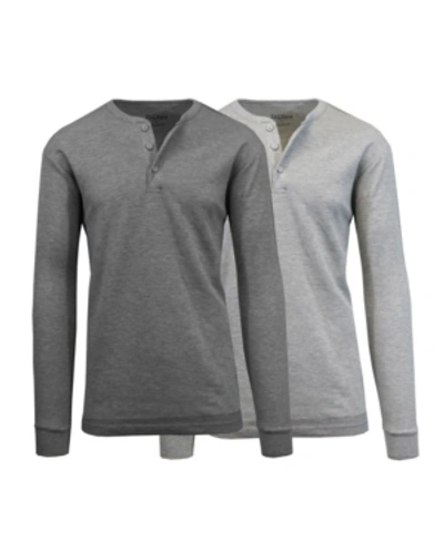 Galaxy By Harvic Men's Long Sleeve Thermal Henley Tee, Pack Of 2 In Multi5