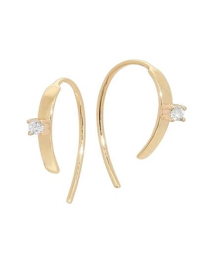 Lana Jewelry Women's 14k Yellow Gold & Diamond Mini Flat Earrings