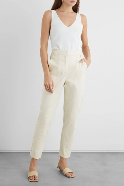 Iris & Ink Claudia Cotton-blend Canvas Tapered Trousers In Cream