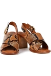 JOSEPH FADHAM SNAKE-EFFECT LEATHER SLINGBACK SANDALS,3074457345625042198