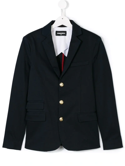 Dsquared2 Teen Button-embellished Blazer In Black