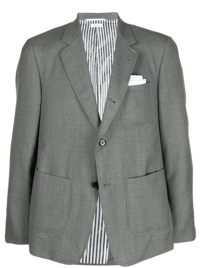 Thom Browne Super 120s Wool Blazer In Grey