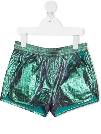 Karl Lagerfeld Kids' Iridescent Effect Shorts In Blue