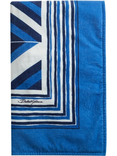 Dolce & Gabbana Geometric-print Terrycloth Beach Towel In Blue