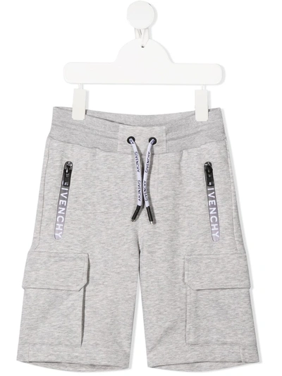 Givenchy Kids' Logo拉链短裤 In Grigio