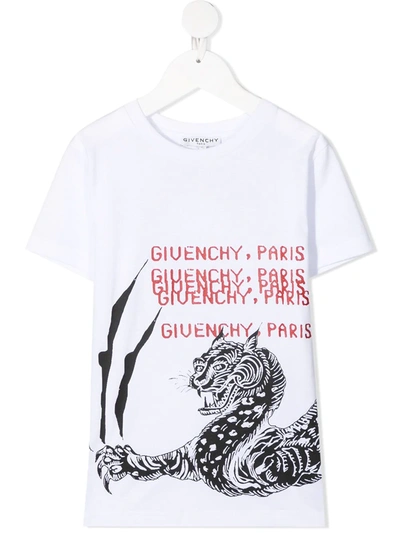 Givenchy Kids' Logo-print Short-sleeved T-shirt In Bianco