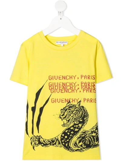 Givenchy Kids' Logo-print Short-sleeved T-shirt In Yellow