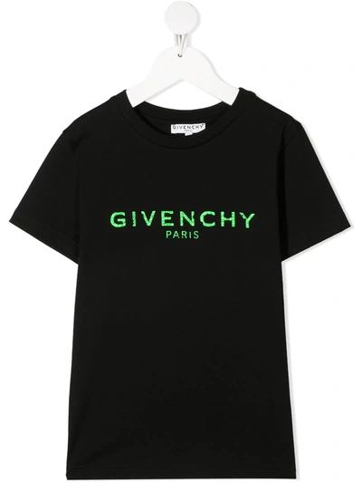 Givenchy Kids' Distressed Logo-print Cotton T-shirt In Black