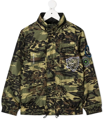 Givenchy Kids Reversible Camouflage Jacket (5-14 Years) In Green