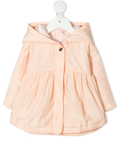 Chloé Babies' Pleated Hooded Raincoat In Orange