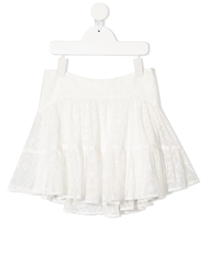 Chloé Kids' Broderie Anglaise Ruffle Skirt In White