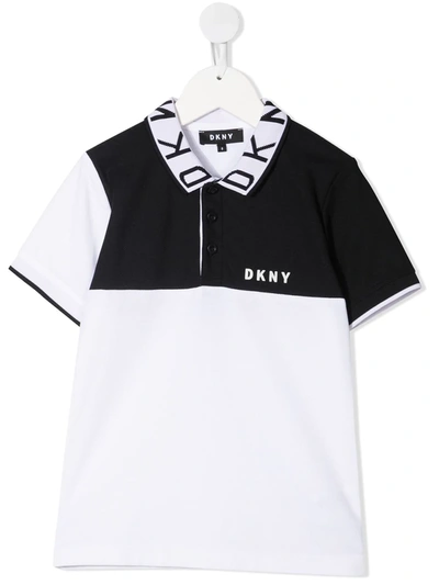 Dkny Teen Two-tone Polo Shirt In White