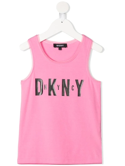 Dkny Kids' Logo-print Sleeveless Top In Pink