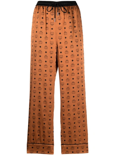 Mcm All-over Logo Pyjama Trousers In Brown
