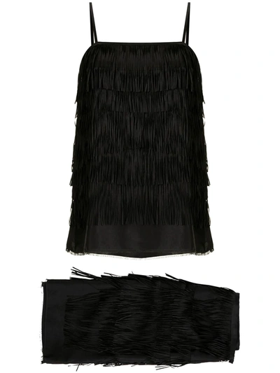 Pre-owned Lanvin Fringed Top And Skirt Set In Black