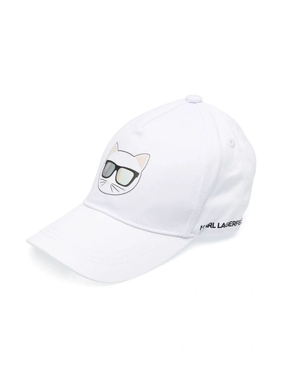 Karl Lagerfeld Kids' Choupette-print Baseball Cap In White