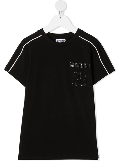 Moschino Kids' Chest Raised Logo T-shirt In Black
