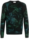 Saint Laurent Slim-fit Tie-dyed Fleece-back Cotton-jersey Sweatshirt In Black