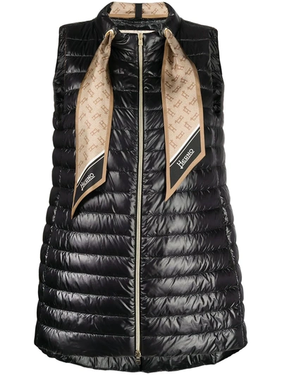 Herno Scarf-detail Padded Gilet In Black