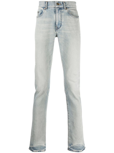 Saint Laurent Stonewashed Straight-cut Jeans In Blue
