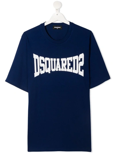 Dsquared2 Teen Logo-print T-shirt In Blue