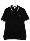 Bosswear Teen Embroidered-logo Cotton Polo Shirt In Black