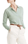 Madewell Mike Polo Long Sleeve Henley In Heather Mint