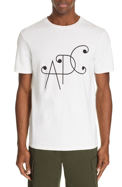 A.p.c. Designer Ted Logo T-shirt In Aab Blanc