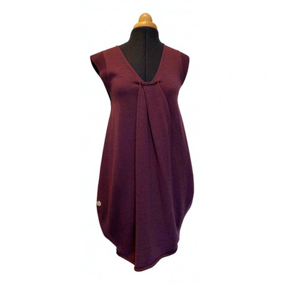 Pre-owned Manila Grace Wool Mini Dress In Purple