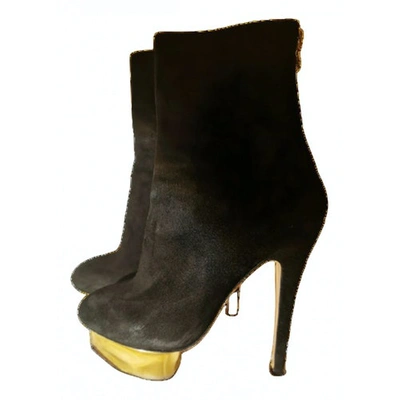 Pre-owned Charlotte Olympia Dolly Boots In Black