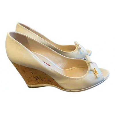 Pre-owned Prada Leather Heels In White