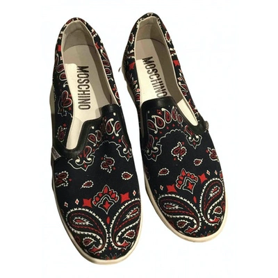 Pre-owned Moschino Cloth Low Trainers In Black