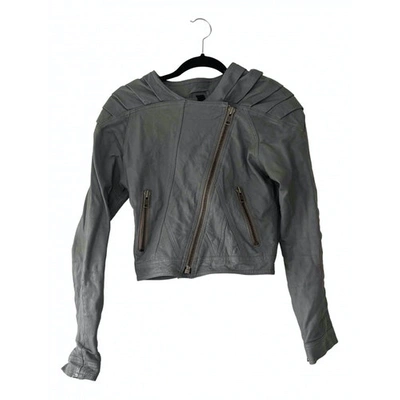Pre-owned Gestuz Leather Jacket In Grey