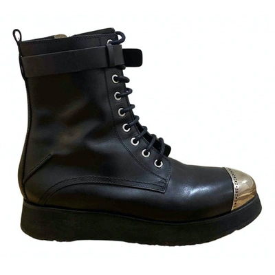 Pre-owned Costume National Leather Lace Up Boots In Black