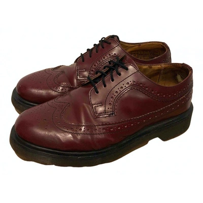 Pre-owned Dr. Martens' Leather Flats In Burgundy