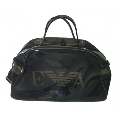 Pre-owned Emporio Armani Patent Leather Bowling Bag In Black