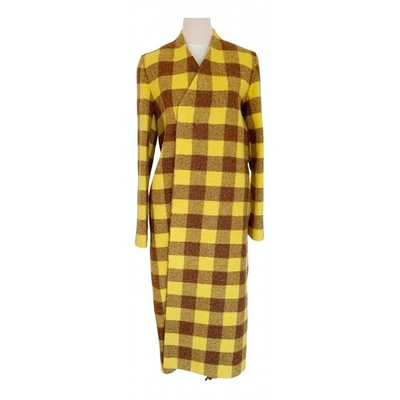 Pre-owned Rick Owens Wool Coat In Yellow