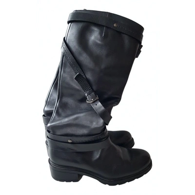 Pre-owned Hogan Leather Riding Boots In Black