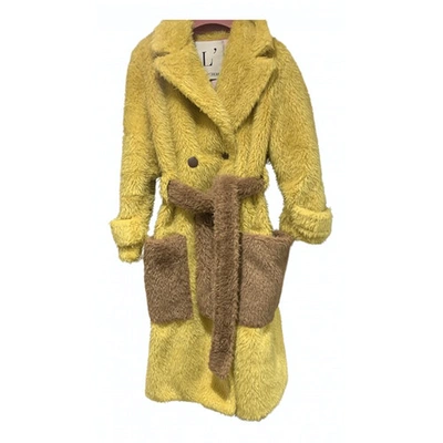Pre-owned L'autre Chose Faux Fur Coat In Yellow