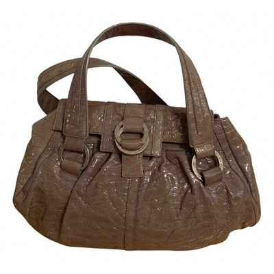 Pre-owned Bvlgari Patent Leather Handbag In Grey