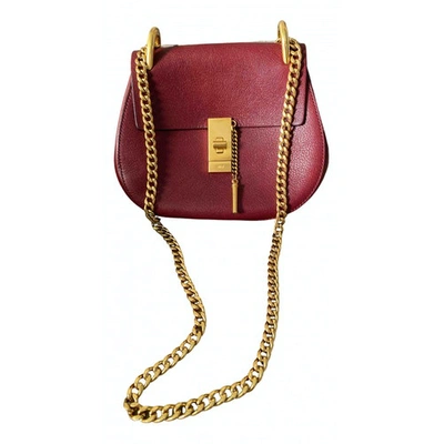 Pre-owned Chloé Drew Leather Crossbody Bag In Burgundy