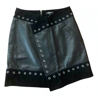 Pre-owned Just Cavalli Leather Mid-length Skirt In Black