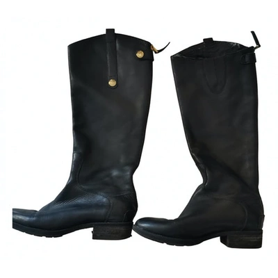 Pre-owned Sam Edelman Leather Riding Boots In Black